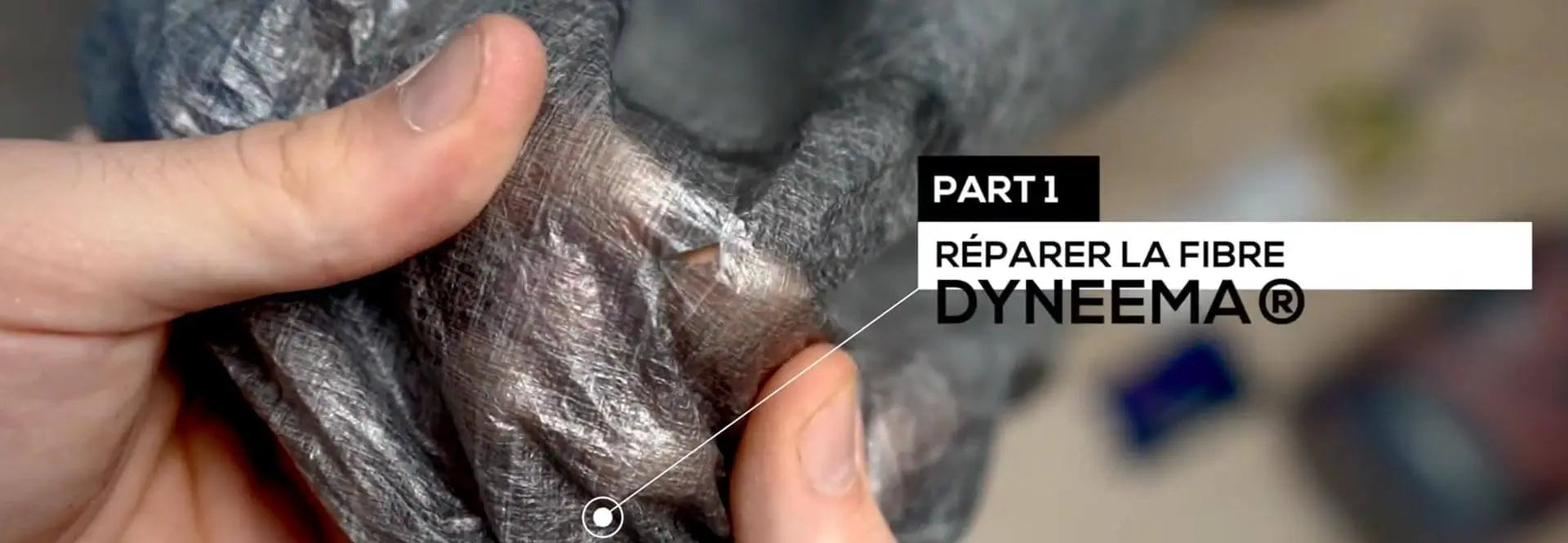 Repairing the Dyneema® fibre in his tent