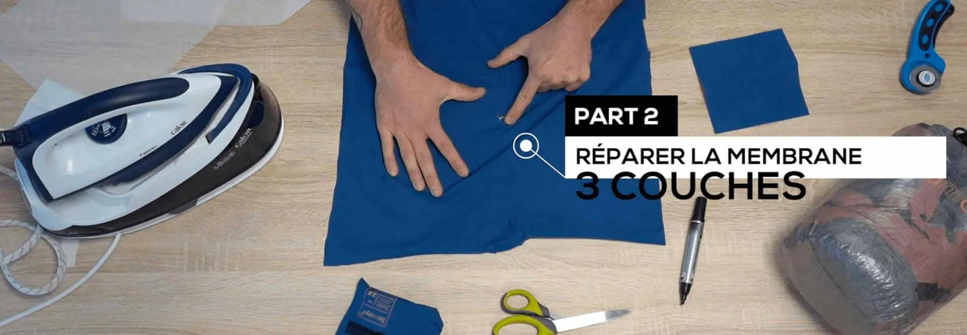 Repairing the membrane of his tent